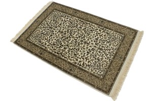 Cream Floral Kirman 3X4 Oriental Rug