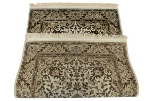 Cream Floral Kirman 3X4 Oriental Rug