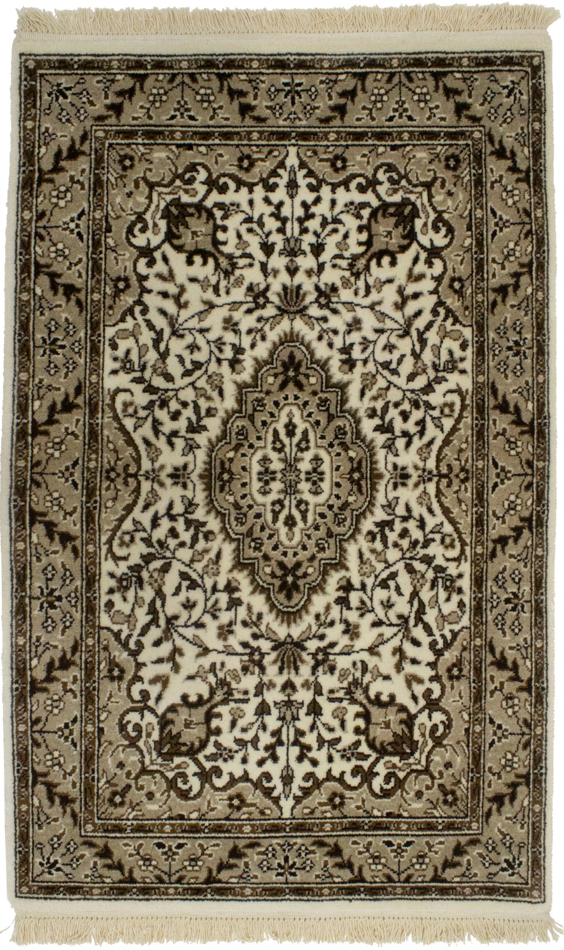 Cream Floral Kirman 3X4 Oriental Rug