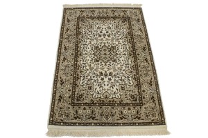 Cream Floral Kirman 3X4 Oriental Rug