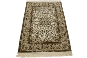 Cream Floral Kirman 3X4 Oriental Rug