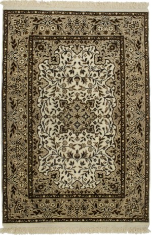 Cream Floral Kirman 3X4 Oriental Rug