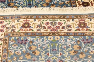 Teal Blue Floral Kirman 3X10 Oriental Runner Rug