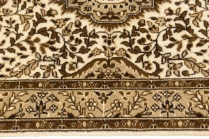 Cream Floral Kirman 2'6X9'6 Oriental Runner Rug