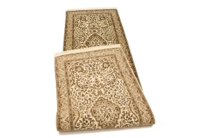 Cream Floral Kirman 2'6X9'6 Oriental Runner Rug