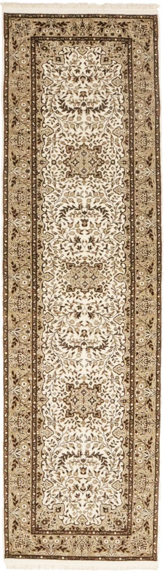 Cream Floral Kirman 3X10 Oriental Runner Rug