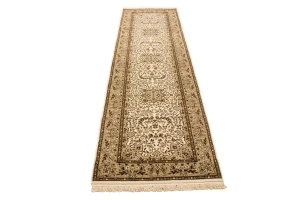 Cream Floral Kirman 3X10 Oriental Runner Rug