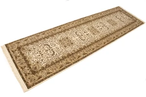 Cream Floral Kirman 3X10 Oriental Runner Rug