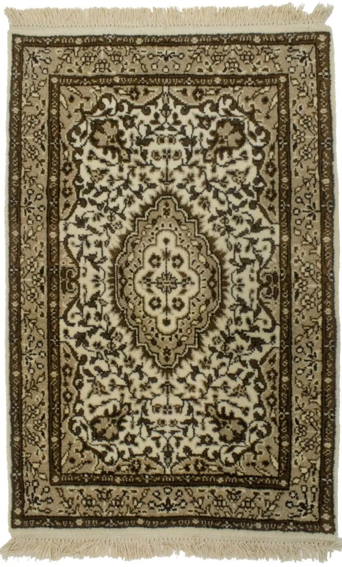 Cream Floral Kirman 2X3 Oriental Rug