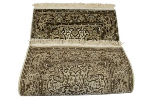 Cream Floral Kirman 2X3 Oriental Rug