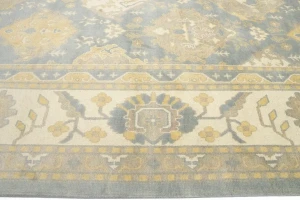 Blue-gray Floral 12X20 Oushak Chobi Oriental Rug