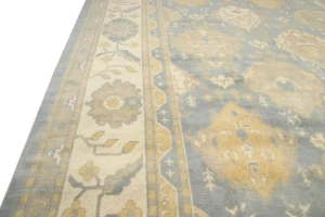 Blue-gray Floral 12X20 Oushak Chobi Oriental Rug