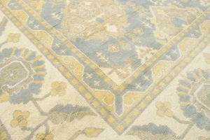 Blue-gray Floral 12X20 Oushak Chobi Oriental Rug