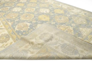 Blue-gray Floral 12X20 Oushak Chobi Oriental Rug