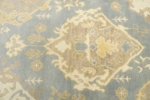 Blue-gray Floral 12X20 Oushak Chobi Oriental Rug