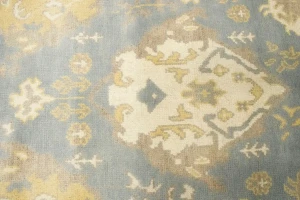 Blue-gray Floral 12X20 Oushak Chobi Oriental Rug
