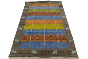 Multicolored Pictorial Tribal 4X6 Indo-Gabbeh Oriental Rug