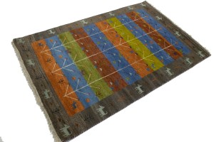 Multicolored Pictorial Tribal 4X6 Indo-Gabbeh Oriental Rug