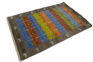 Multicolored Pictorial Tribal 4X6 Indo-Gabbeh Oriental Rug