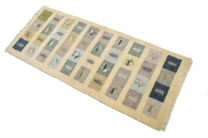 Cream Pictorial Tribal 2X5 Indo-Gabbeh Oriental Rug