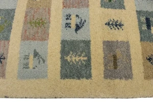 Cream Pictorial Tribal 2X5 Indo-Gabbeh Oriental Rug