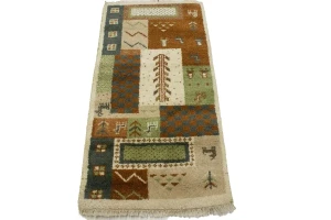 Beige Geometric 2X4 Indo-Gabbeh Oriental Rug