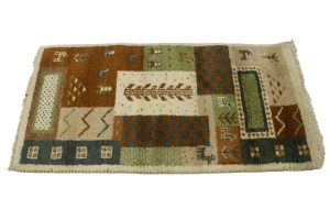 Beige Geometric 2X4 Indo-Gabbeh Oriental Rug