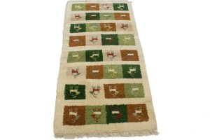 Multicolored Geometric 2X4 Indo-Gabbeh Oriental Rug
