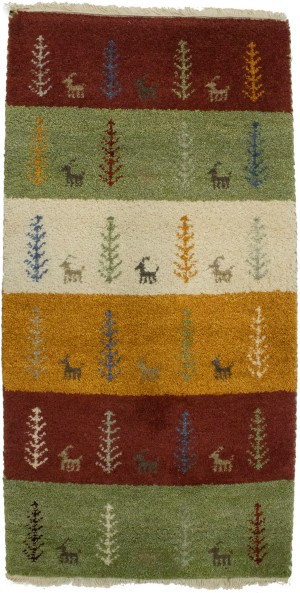 Multicolored Stripes Tribal 2X4 Indo-Gabbeh Oriental Rug