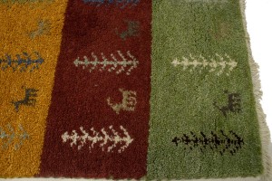 Multicolored Stripes Tribal 2X4 Indo-Gabbeh Oriental Rug
