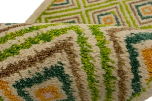 Beige & Green Tribal 2X6 Indo-Gabbeh Oriental Rug