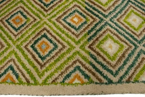 Beige & Green Tribal 2X6 Indo-Gabbeh Oriental Rug