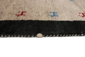 Beige Charcoal Border Tribal 2'6X6'2 Indo-Gabbeh Oriental Rug