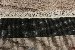 Beige Charcoal Border Tribal 2'6X6'2 Indo-Gabbeh Oriental Rug
