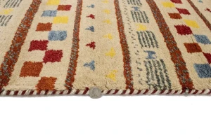 Cream Stripes Tribal 3X8 Indo-Gabbeh Oriental Runner Rug