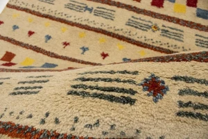 Cream Stripes Tribal 3X8 Indo-Gabbeh Oriental Runner Rug