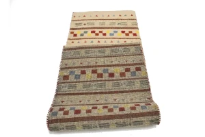 Cream Stripes Tribal 3X8 Indo-Gabbeh Oriental Runner Rug
