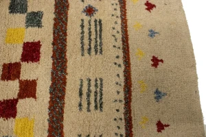 Cream Stripes Tribal 3X8 Indo-Gabbeh Oriental Runner Rug