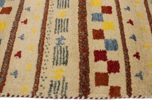 Cream Stripes Tribal 3X8 Indo-Gabbeh Oriental Runner Rug