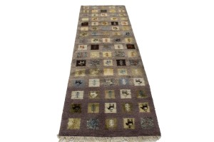 Brown Tribal Geometric 3X8 Indo-Gabbeh Oriental Runner Rug