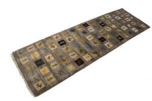 Brown Tribal Geometric 3X8 Indo-Gabbeh Oriental Runner Rug