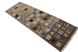 Brown Tribal Geometric 3X8 Indo-Gabbeh Oriental Runner Rug