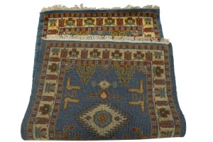 Blue Geometric 2'7X4'7 Kazak Oriental Rug