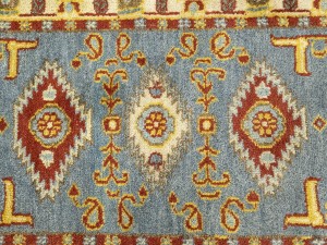 Blue-gray Geometric 3X10 Kazak Oriental Runner Rug