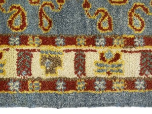 Blue-gray Geometric 3X10 Kazak Oriental Runner Rug