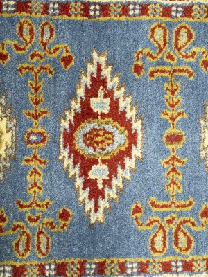 Blue Geometric 3X10 Kazak Oriental Runner Rug