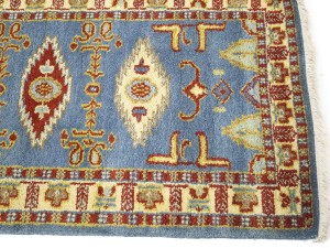 Blue Geometric 3X10 Kazak Oriental Runner Rug