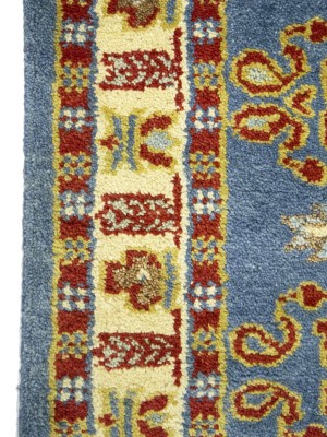 Blue Geometric 3X10 Kazak Oriental Runner Rug