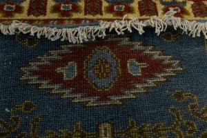 Blue Geometric 3X10 Kazak Oriental Runner Rug
