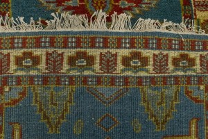 Blue Geometric 3X9 Kazak Oriental Runner Rug
